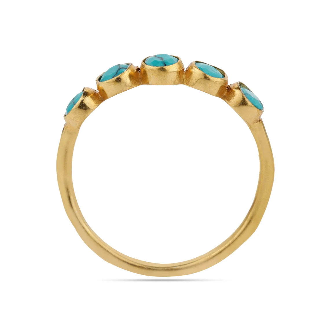 Turquoise Eternity Band Ring - December Birthstone - Half Eternity Ring - Round Turquoise Ring - Bezel Ring - Delicate Ring