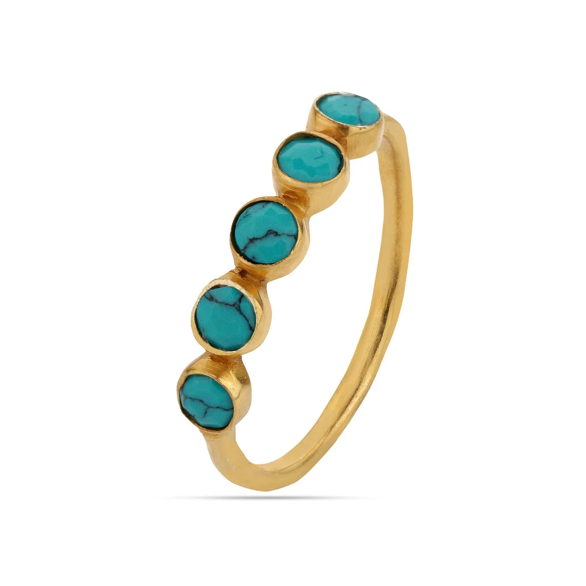 Turquoise Eternity Band Ring - December Birthstone - Half Eternity Ring - Round Turquoise Ring - Bezel Ring - Delicate Ring