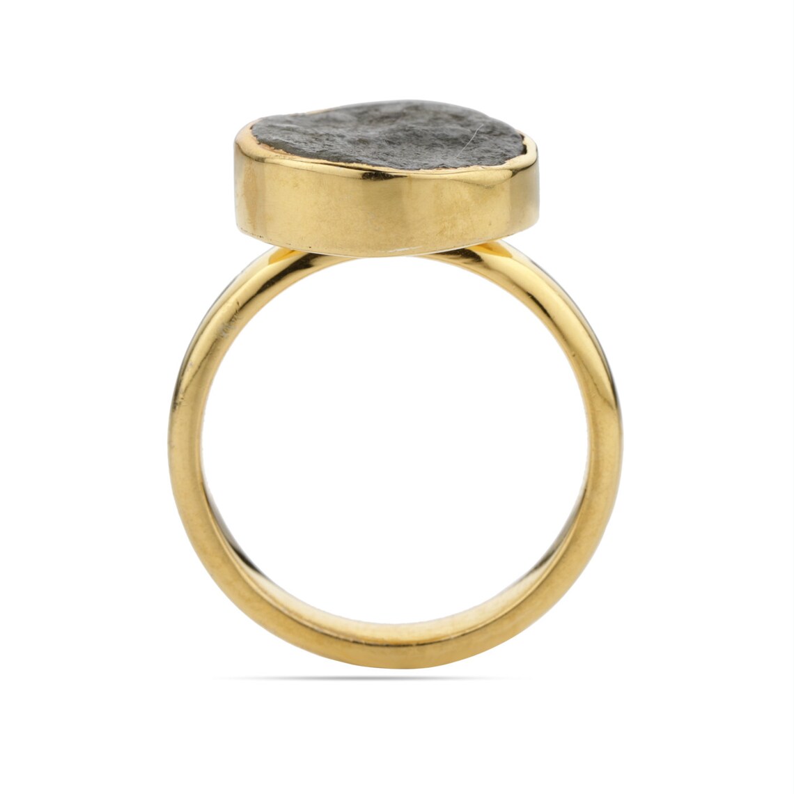 Rough Labradorite Ring - Round Labradorite Ring - Labradorite Raw Ring Rough Gemstone - Labradorite Gold Ring
