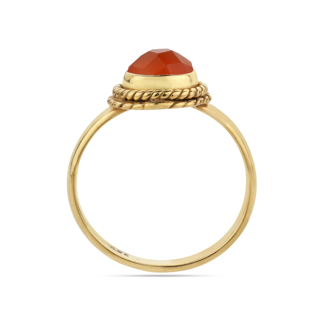 Round Checker Cut Carnelian Ring, Gold Plated Ring, Minimalist Ring, Delicate Ring, Dainty Ring, August Birthstone Ring