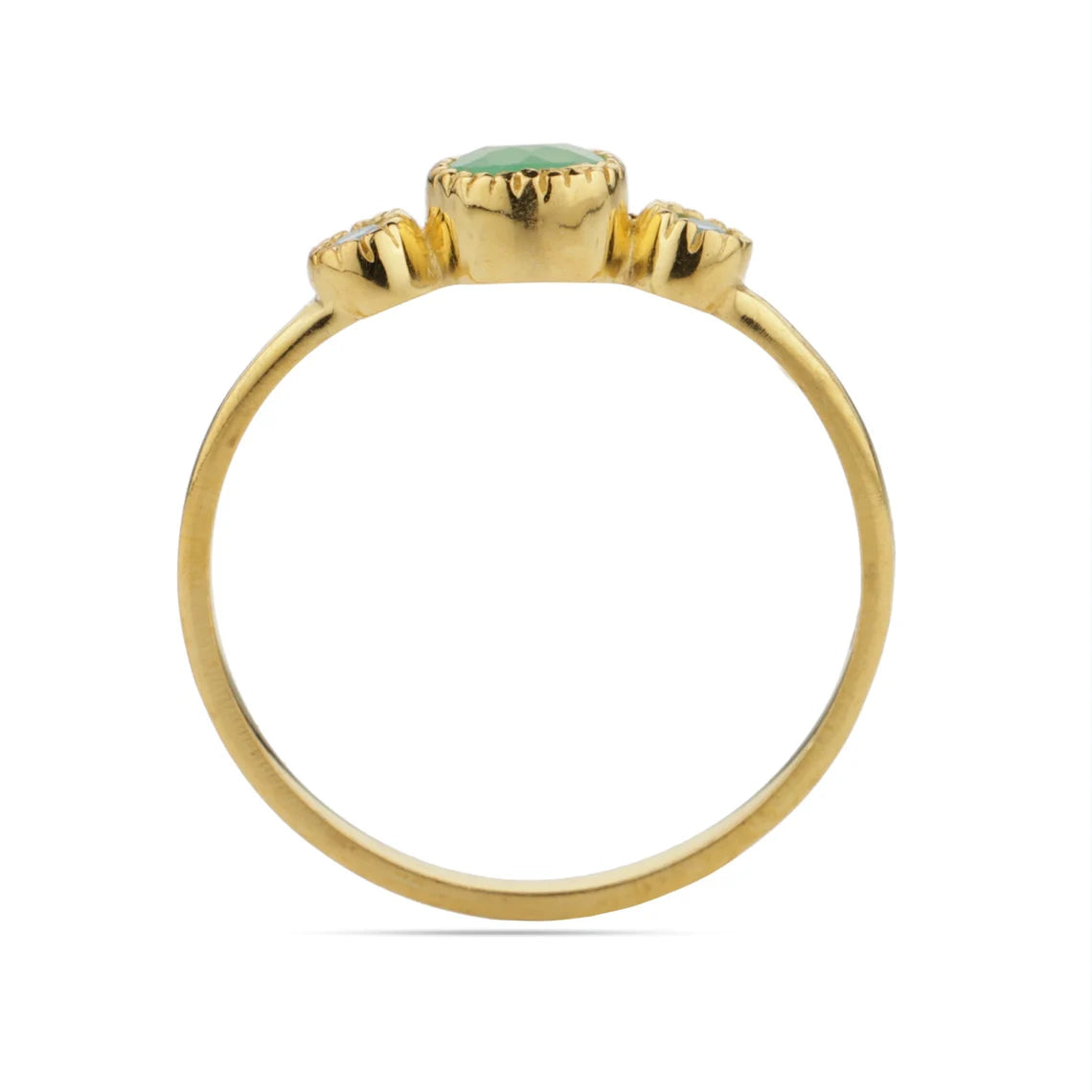 Minimalist Labradorite Ring, Green CZ Labradorite Ring, Garnet Minimalist Round Ring, Green Chryso Onyx Ring, Gold dainty ring delicate ring