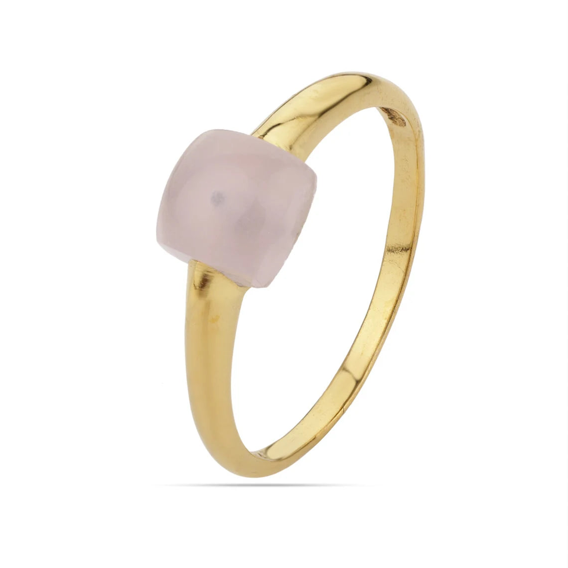 Rose Pink Chalcedony Ring, Stackable Ring, Bridesmaid ring, Stacker ring, Rose color ring, Cushion ring, Gold Gemstone Ring, Bridal ring