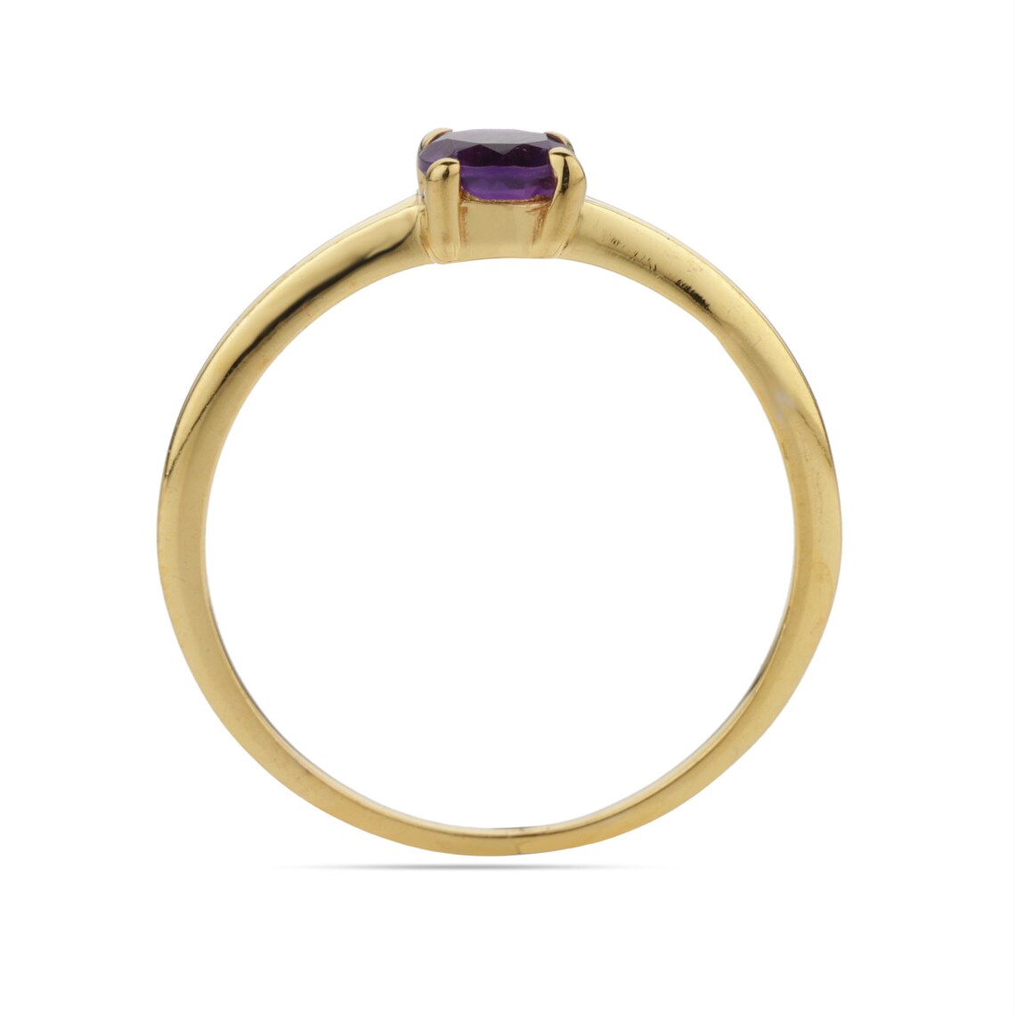 Natural Amethyst Gemstone Ring, Amethyst Silver Gold Ring, Round Amethyst Ring, Minimalist Amethyst Ring