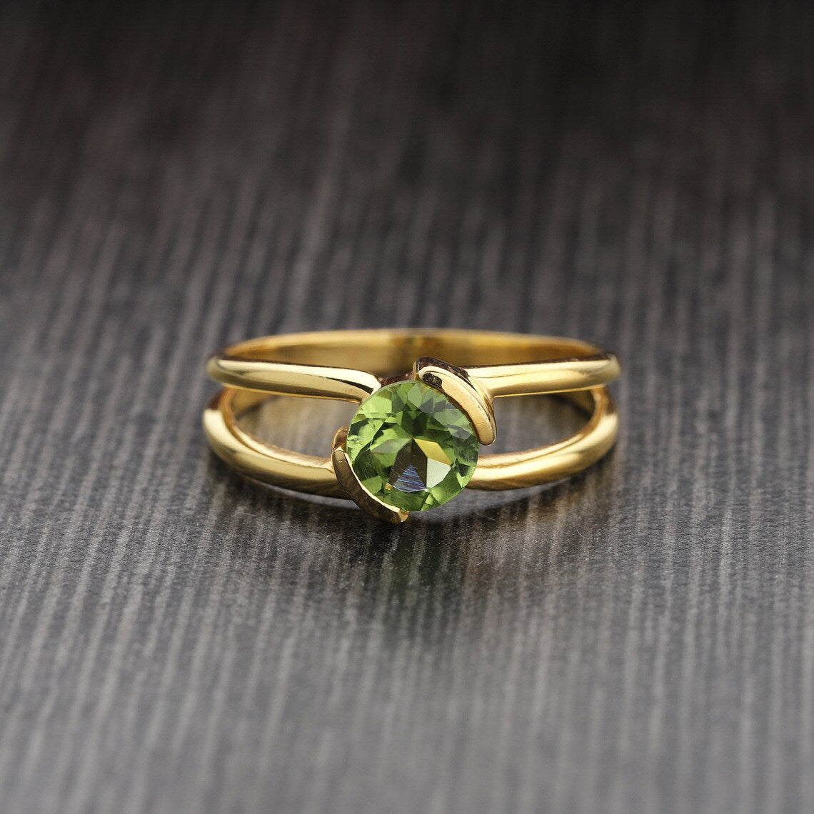 Natural Peridot Ring, Round Cut, Designer Ring, 925 Sterling Silver, August Birthstone Ring, Fashion Ring, Peridot Solitaire Ring