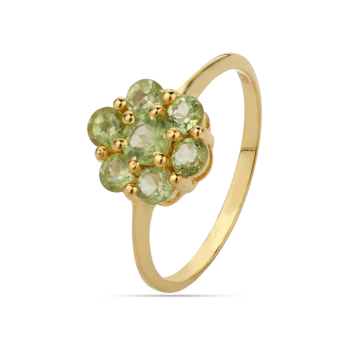 Handmade Sterling Silver Ring,-18k Gold Plated - Green Peridot Ring, Natural Peridot August Birthstone, Dainty Minimalist Women’s Gifting Jewelry