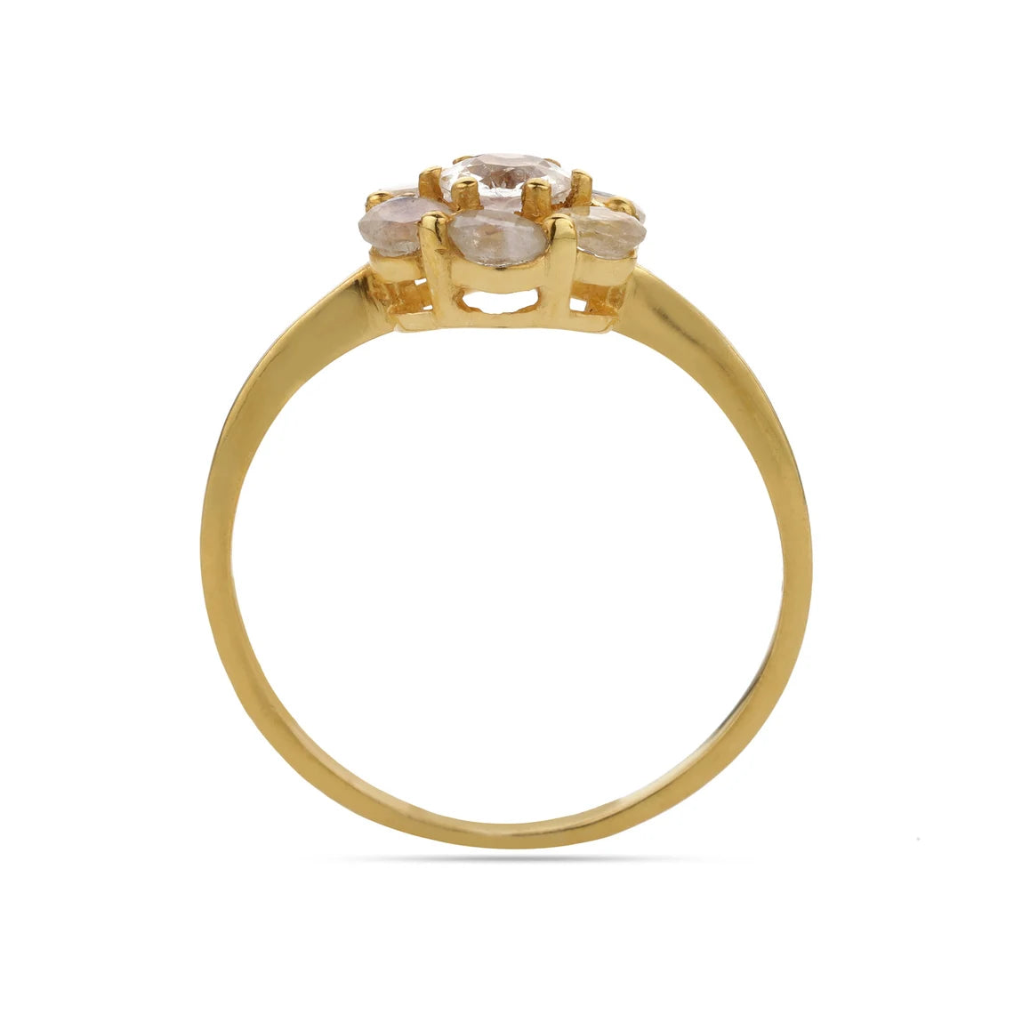 Rainbow flower ring, Natural Rainbow moonstone ring, Anniversary ring, June birthstone ring, Sterling silver ring,