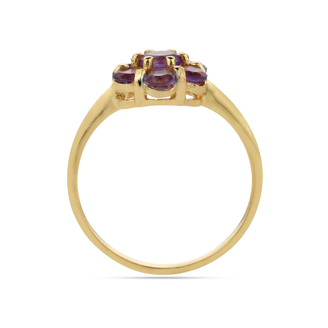 Natural Purple Amethyst Cluster Ring - Amethyst Gold Minimalist Ring