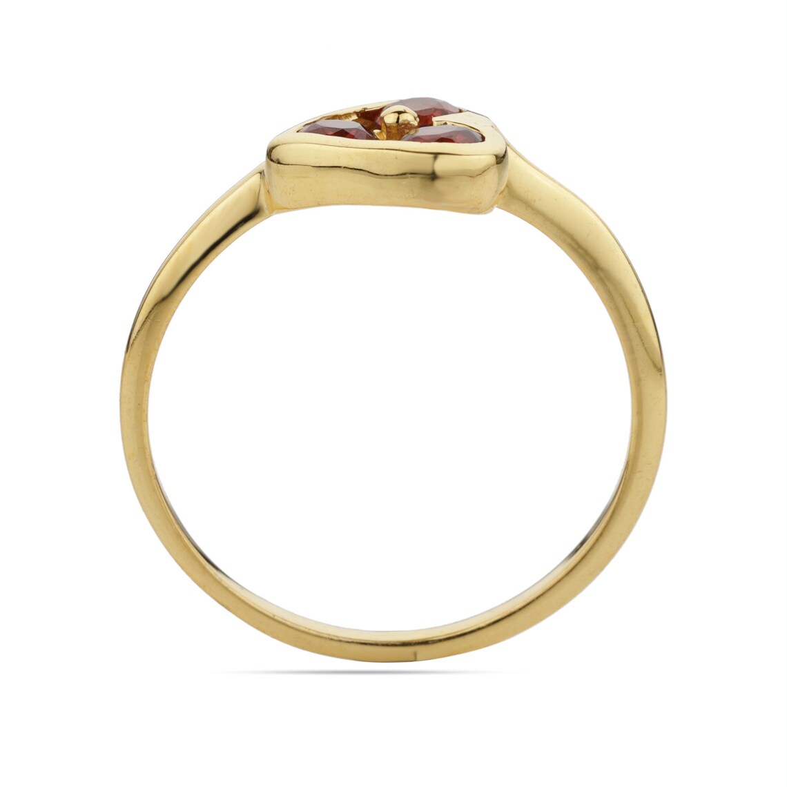 Round Garnet Heart Ring - Gold Ring - January birthstone Ring - Minimalist Ring - Sterling Silver Ring