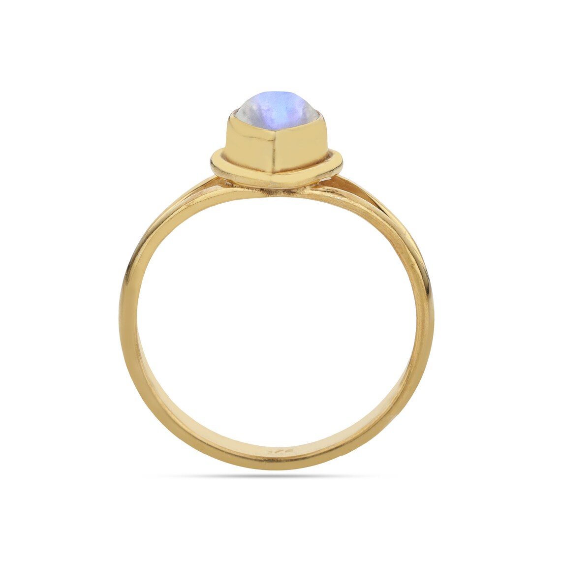 Amethyst Pear Shape Rainbow Moonstone, Garnet, Peridot Stacking Handmade Gold Plated 925 Silver Ring