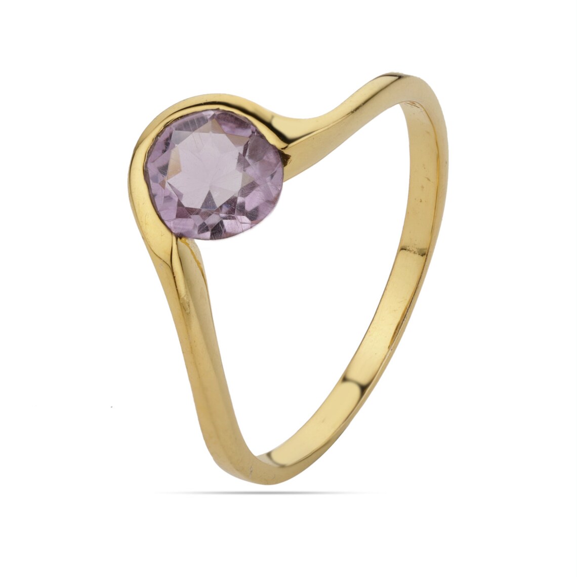 Round Amethyst Ring, Amethyst Gold Ring, Amethyst Gemstone Ring, Round Cut Amethyst Ring, Purple Amethyst gold Ring, Natural Amethyst Ring