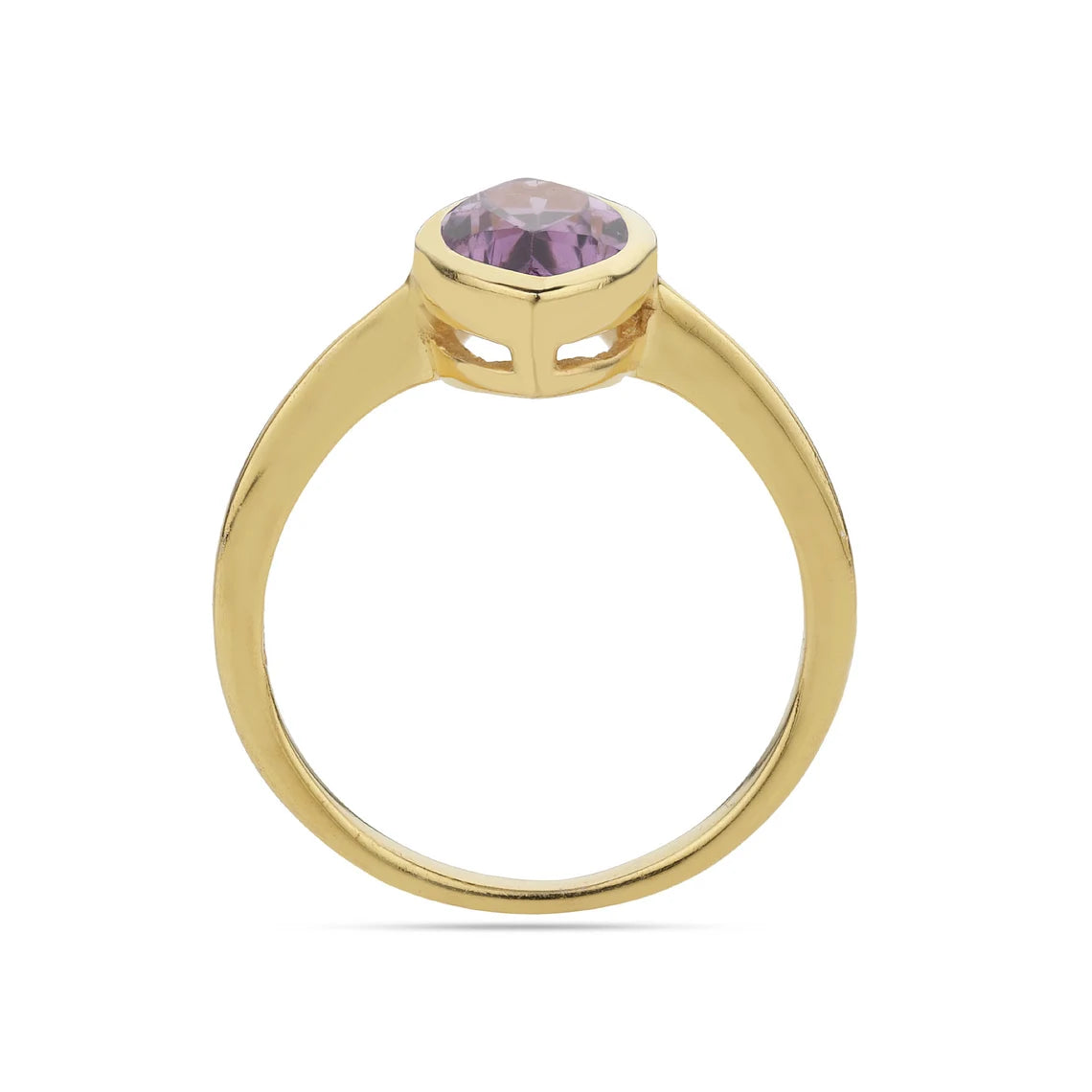Marquise Amethyst Ring-Gold-Rich Purple, Estate-Set-Solitaire Style-Large Stone-February Birthstone-