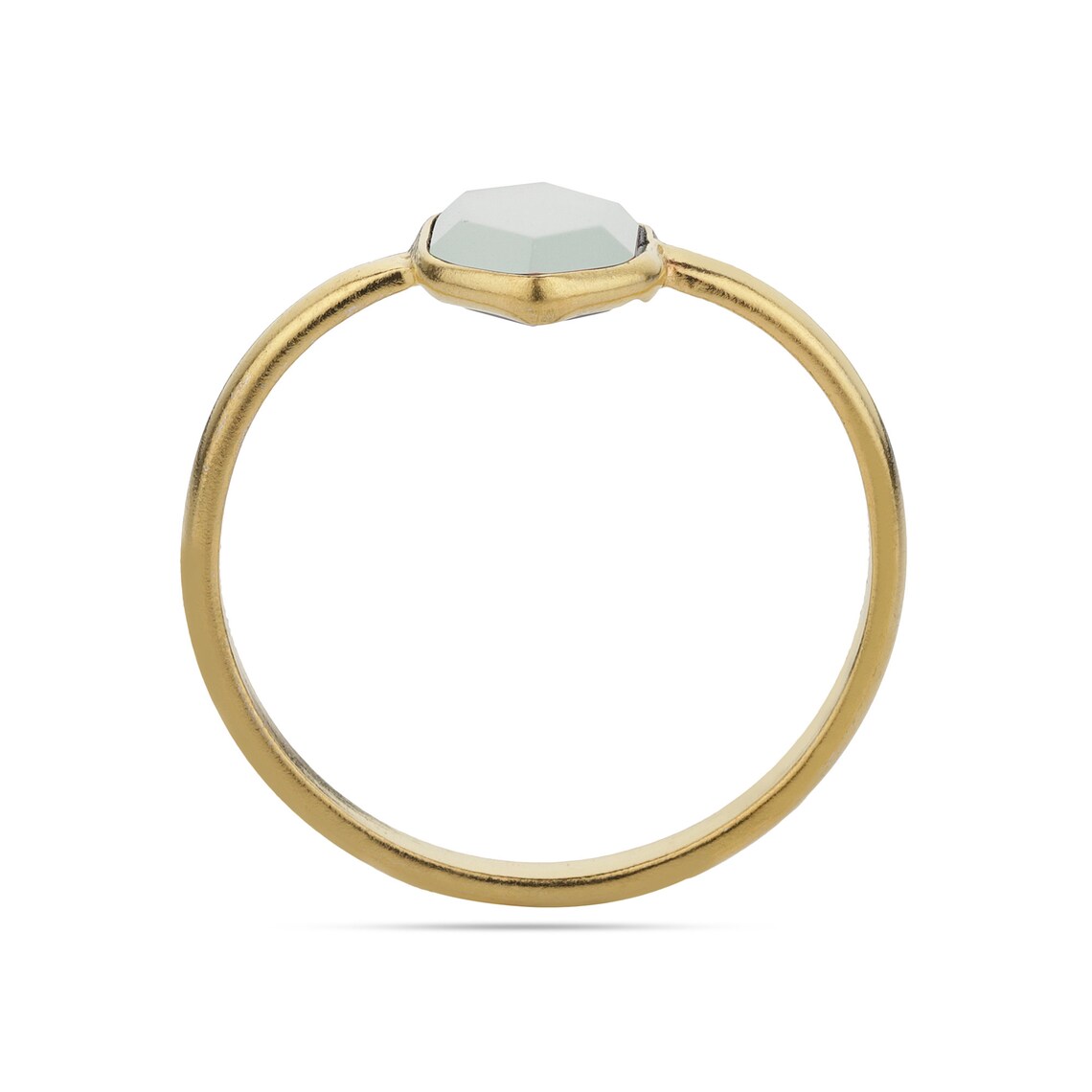 Gold Plated on 925 Sterling Silver - Aqua Chalcedony Gold Plated Ring, Chalcedony Minimalist Ring - Birthstone Ring