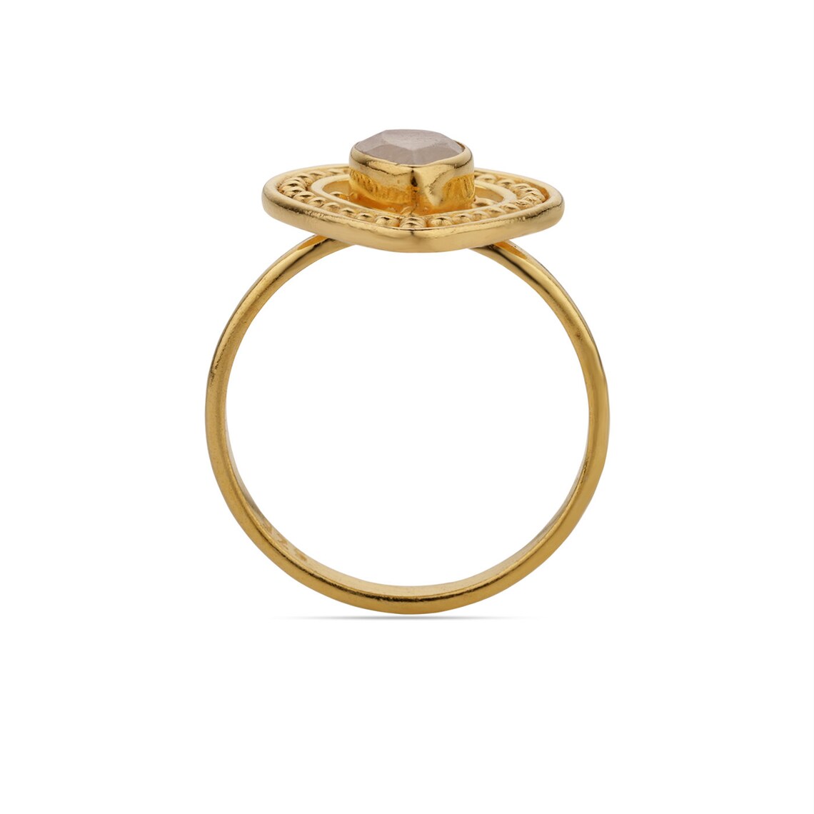 Moonstone Gold Ring, Pear Moonstone Ring ~ Birthstone Ring ~ Statement Ring - Gemstone Ring - Faceted Rainbow Moonstone Ring
