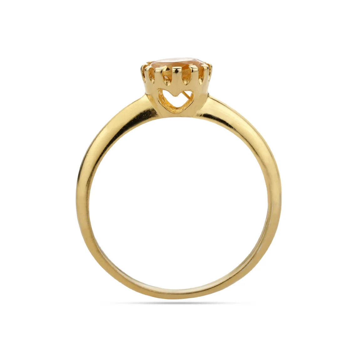 Natural Citrine Gold Ring, Round Cut Citrine Ring, Citrine Gemstone Sterling Silver Ring, Citrine Birthstone Ring, Citrine Prong Ring