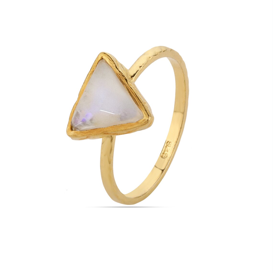 Rainbow Moonstone Ring · Semiprecious Ring · Gold Ring · Trillion Ring · Triangle Stone Ring · Gemstone Ring · Stacking Ring