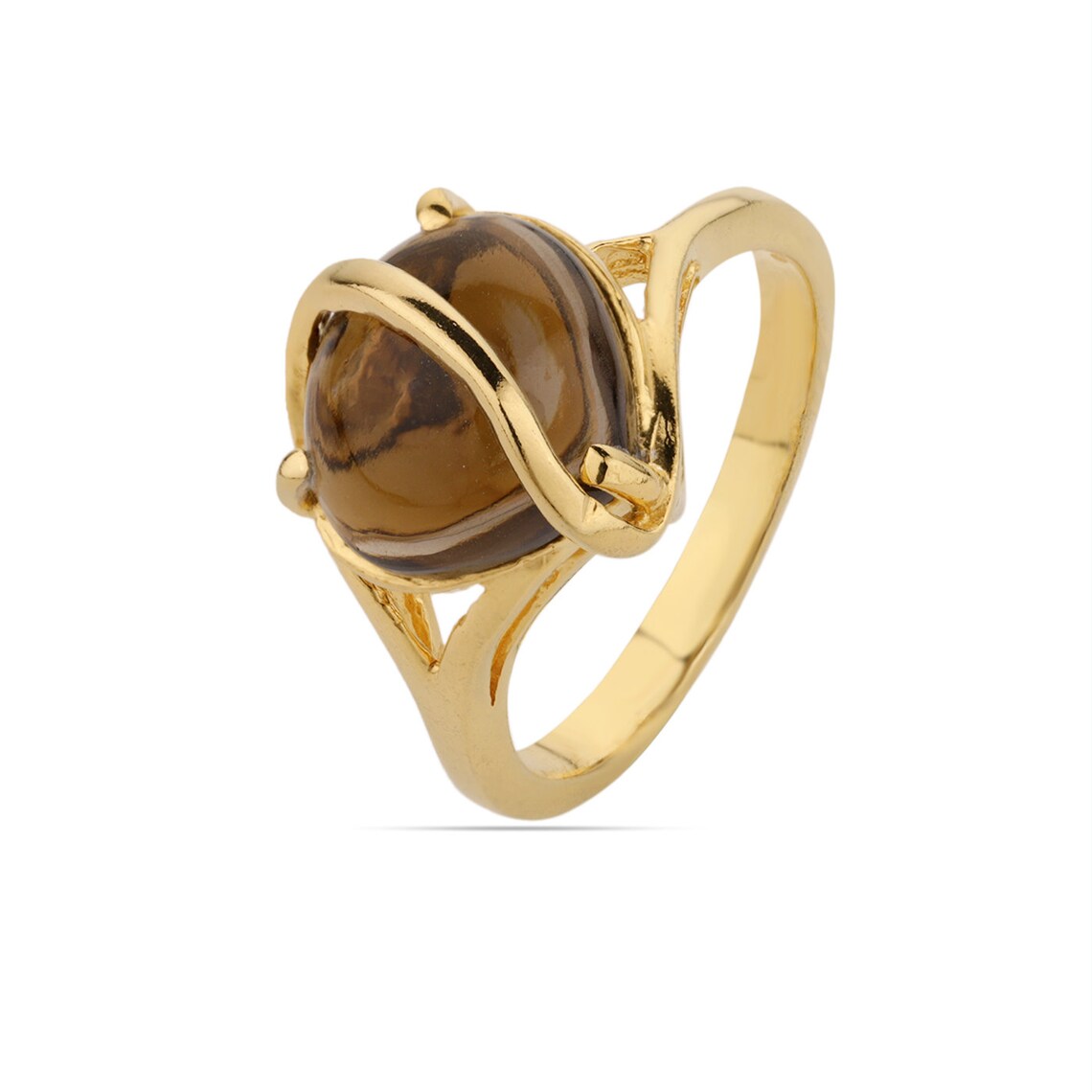 Smoky Quartz Ring, Smoky Quartz Stone, 925 Sterling Silver, Statement Ring, Heart Shape Ring, Cabochon Ring, Smoky Quartz Gold Ring
