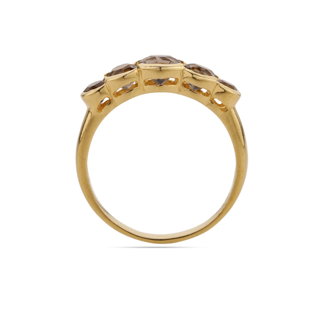 Round Smoky Quartz Ring - Multi Gemstone Ring - Round Channel Ring - Smoky Gemstone Ring - Round Ring - Multi Stone Ring - Handmade