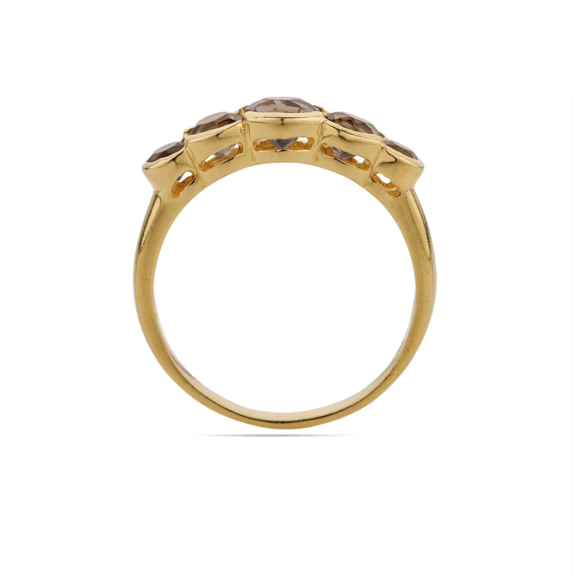 Smoky Topaz Ring, Multi Smoky Gold Ring, Round Smoky Quartz Ring, Multi Gemstone Ring, Brown Stone Ring, Minimalist Ring, Handmade Ring