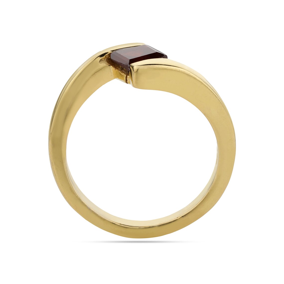 Natural Garnet Gold Ring, Garnet Square Shape Ring, Garnet Designer Stacking Ring, Minimalist garnet solitaire ring