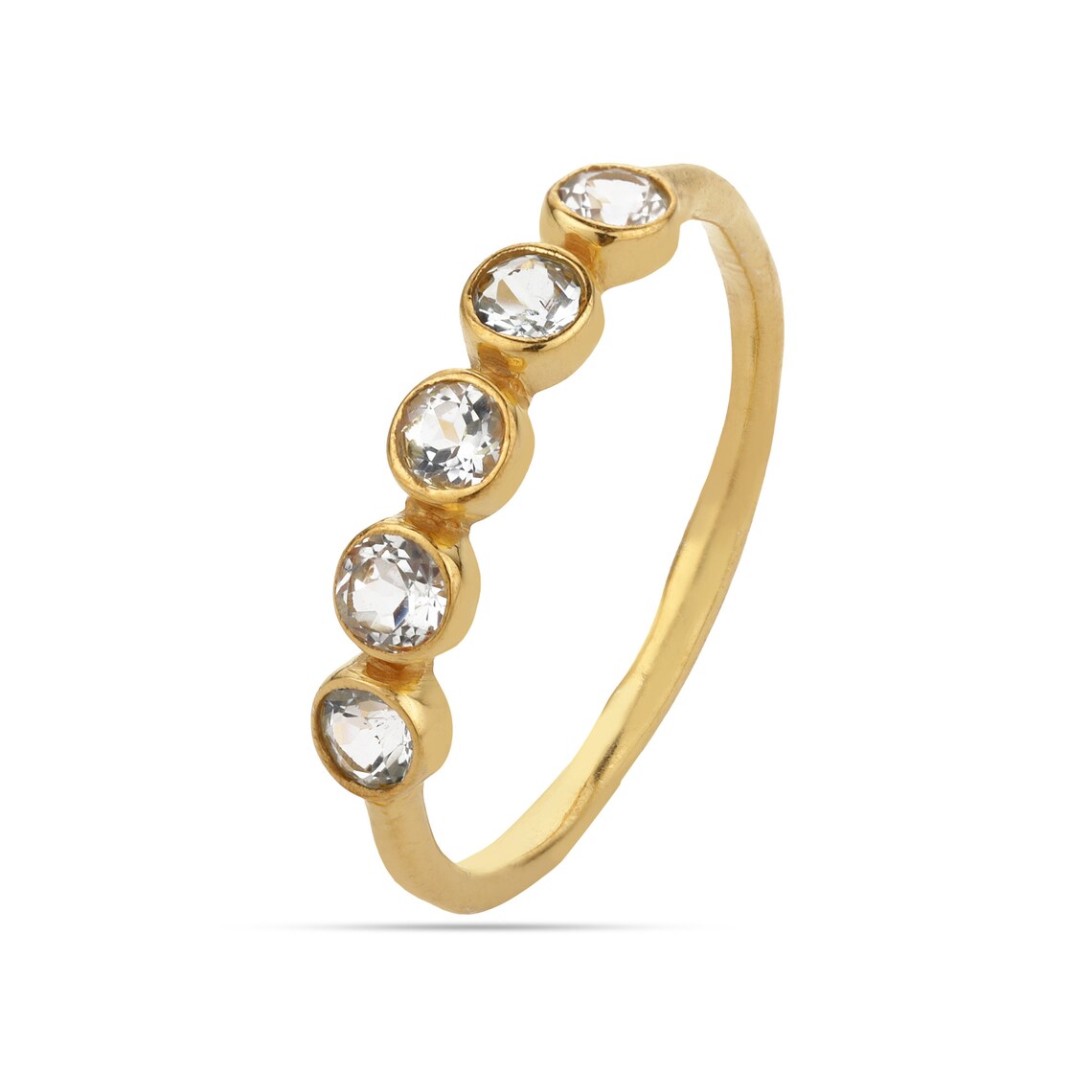 Blue Topaz Ring - Gold Blue Topaz Ring - November Birthstone - Half Eternity Ring - Blue Topaz Jewelry - Bezel Ring - Delicate Ring