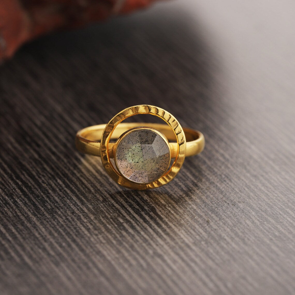 Round Labradorite Ring, Gold Labradorite Ring, Labradorite Gemstone Ring, Sterling Silver Labradorite Gemstone Ring