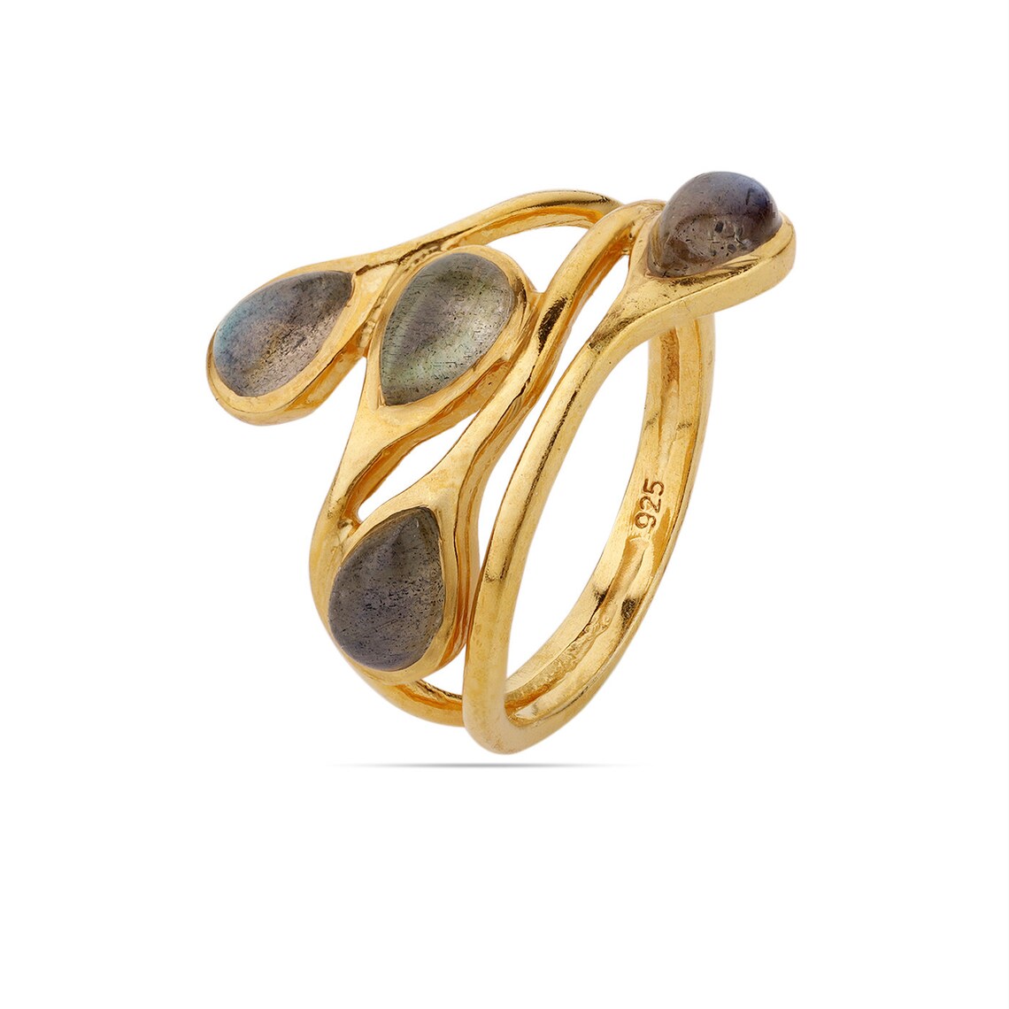 Multi Labradorite Ring, Pear Labradorite Gold Ring, Blue Labradorite Ring, Dainty Ring,Birthstone Ring, Statement Ring, Multitone Ring