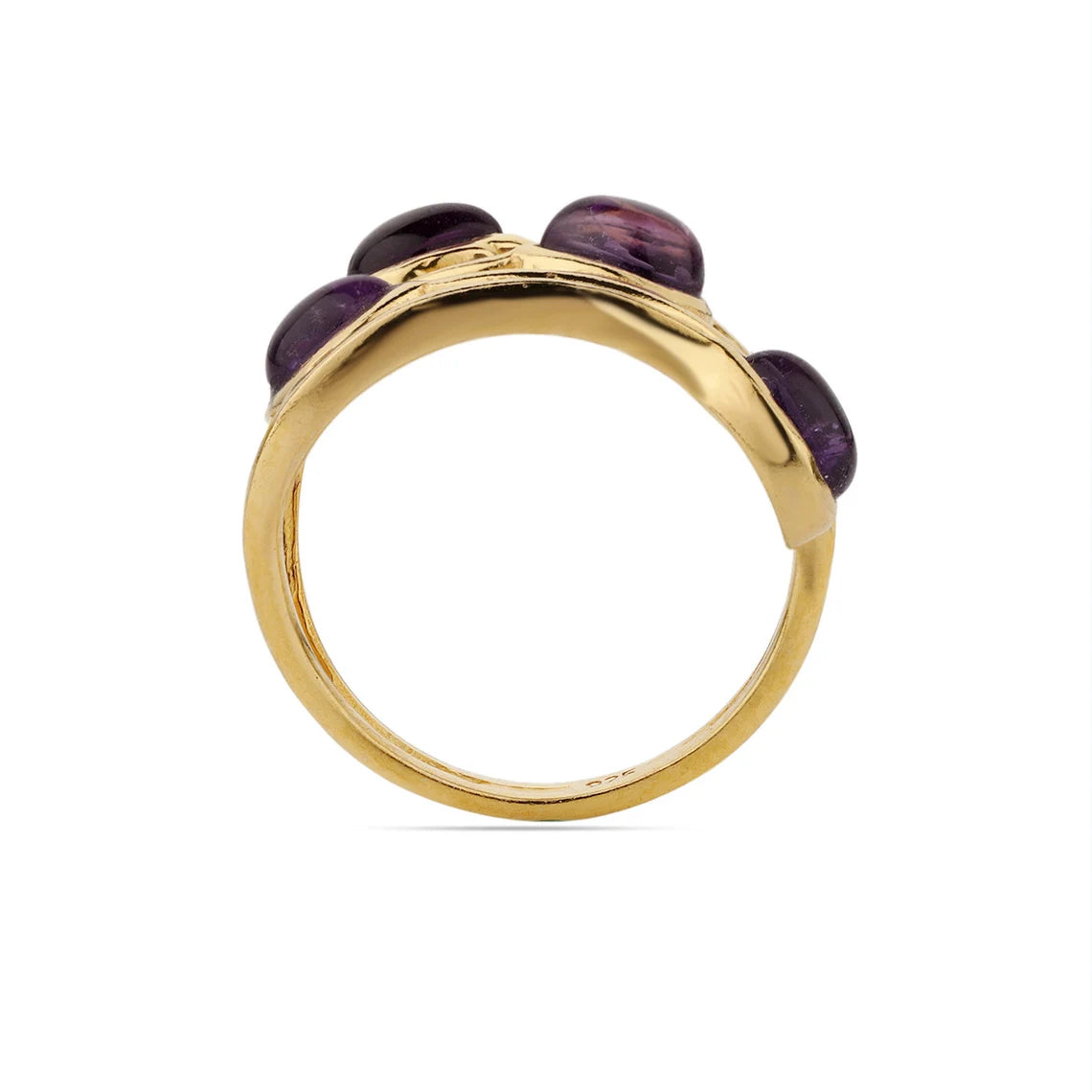 Carnelian - Amethyst - 925 Sterling Silver Gold Plated Ring