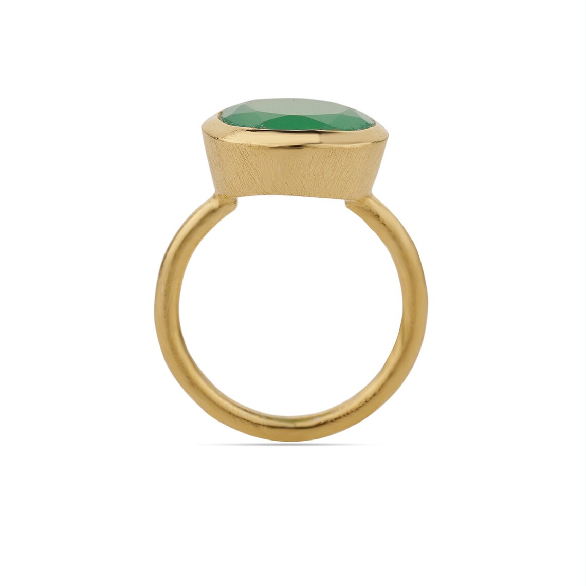 Green Onyx Gold Plated Ring
