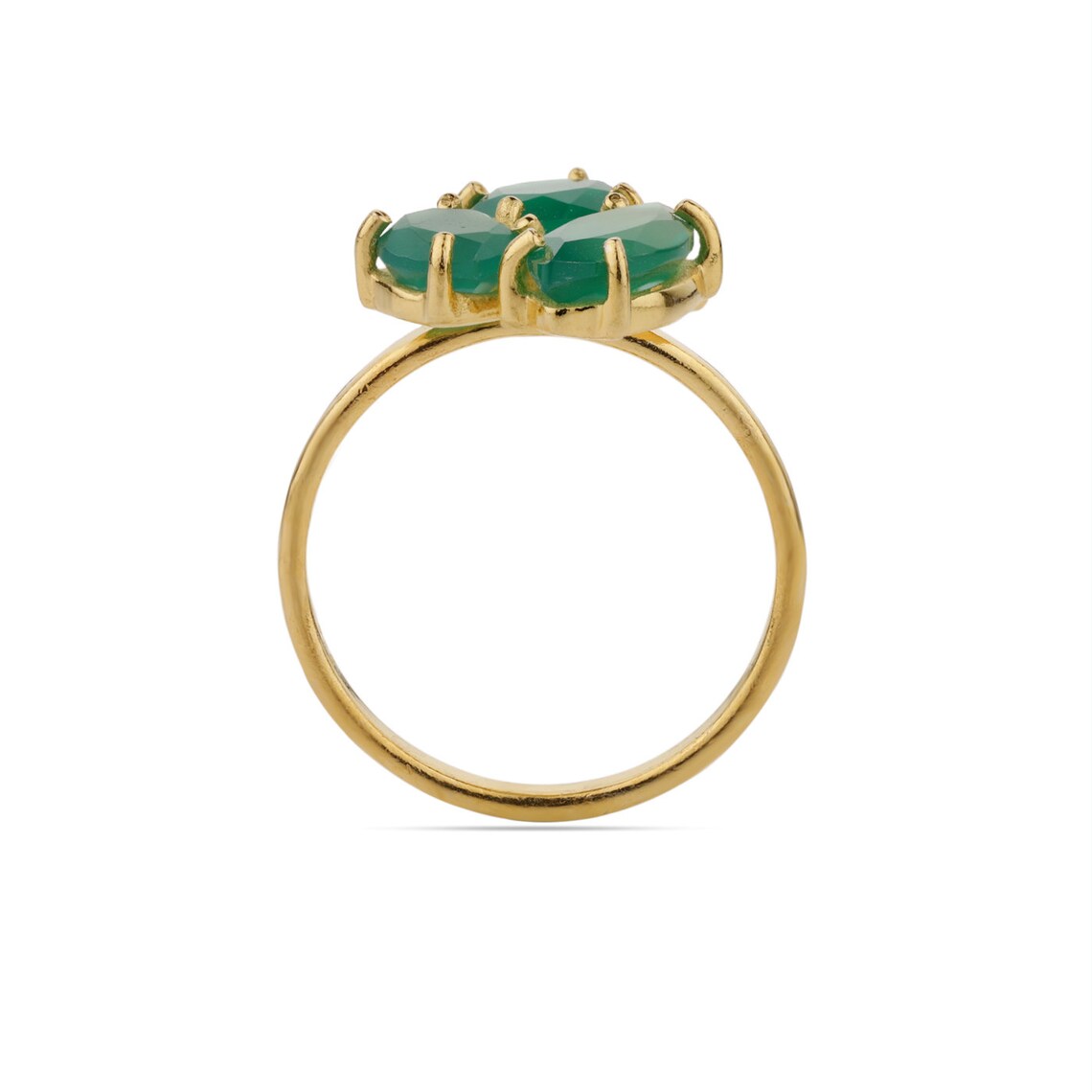 Green Onyx Ring - Multi Stone Prong Ring, Green Stone Ring, Stackable Ring, Round Stone Ring, Marquise Onyx Ring, Multi Shapes Gemstones