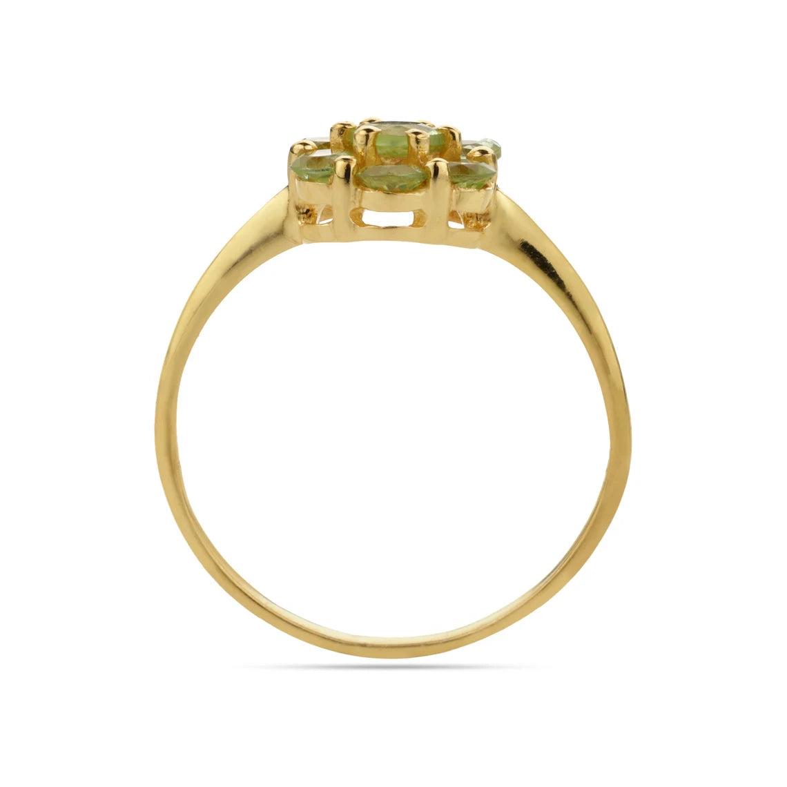 Handmade Sterling Silver Ring,-18k Gold Plated - Green Peridot Ring, Natural Peridot August Birthstone, Dainty Minimalist Women’s Gifting Jewelry