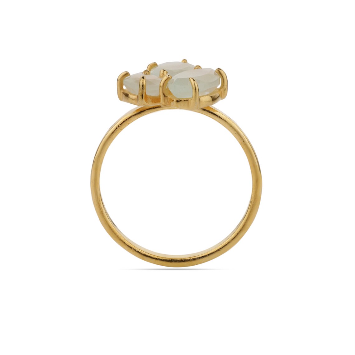 Aqua Chalcedony Gold Vermeil Ring,Aqua Chalcedony Gemstone Ring,Aqua Chalci Prong Ring,Multi stone ring,Round marquise ring