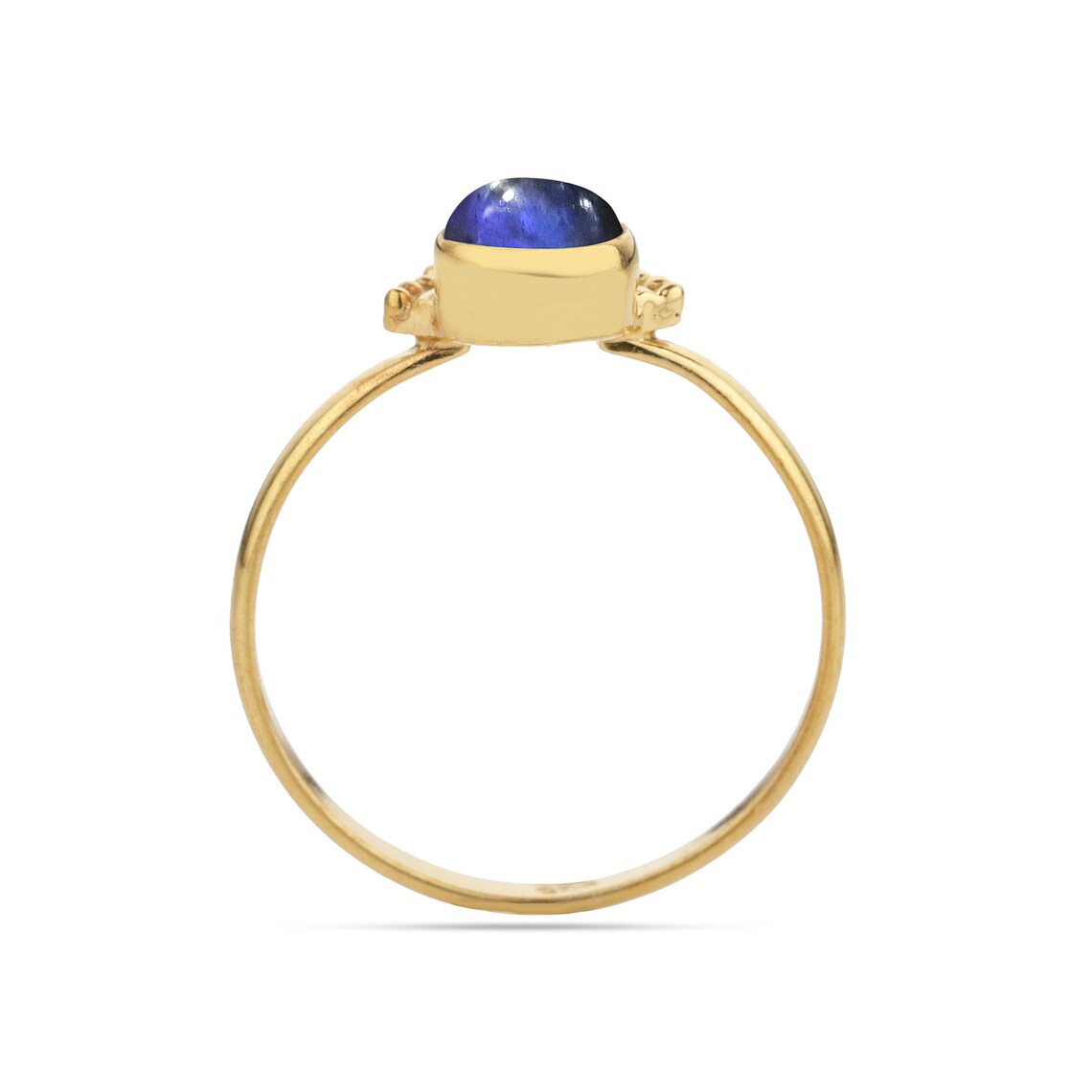 Round Labradorite Gold Ring Dainty Labradorite Ring Delicate Ring, 925 Sterling Silver Ring