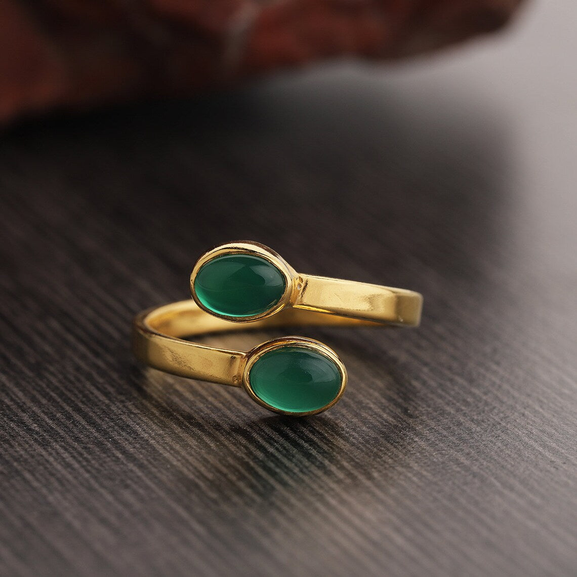 Green Onyx Ring Gold, Solitaire Stone Ring, Green Stone Ring, Stackable Ring, Oval Stone Ring, Sterling Silver Gold Ring, Gift For Her,