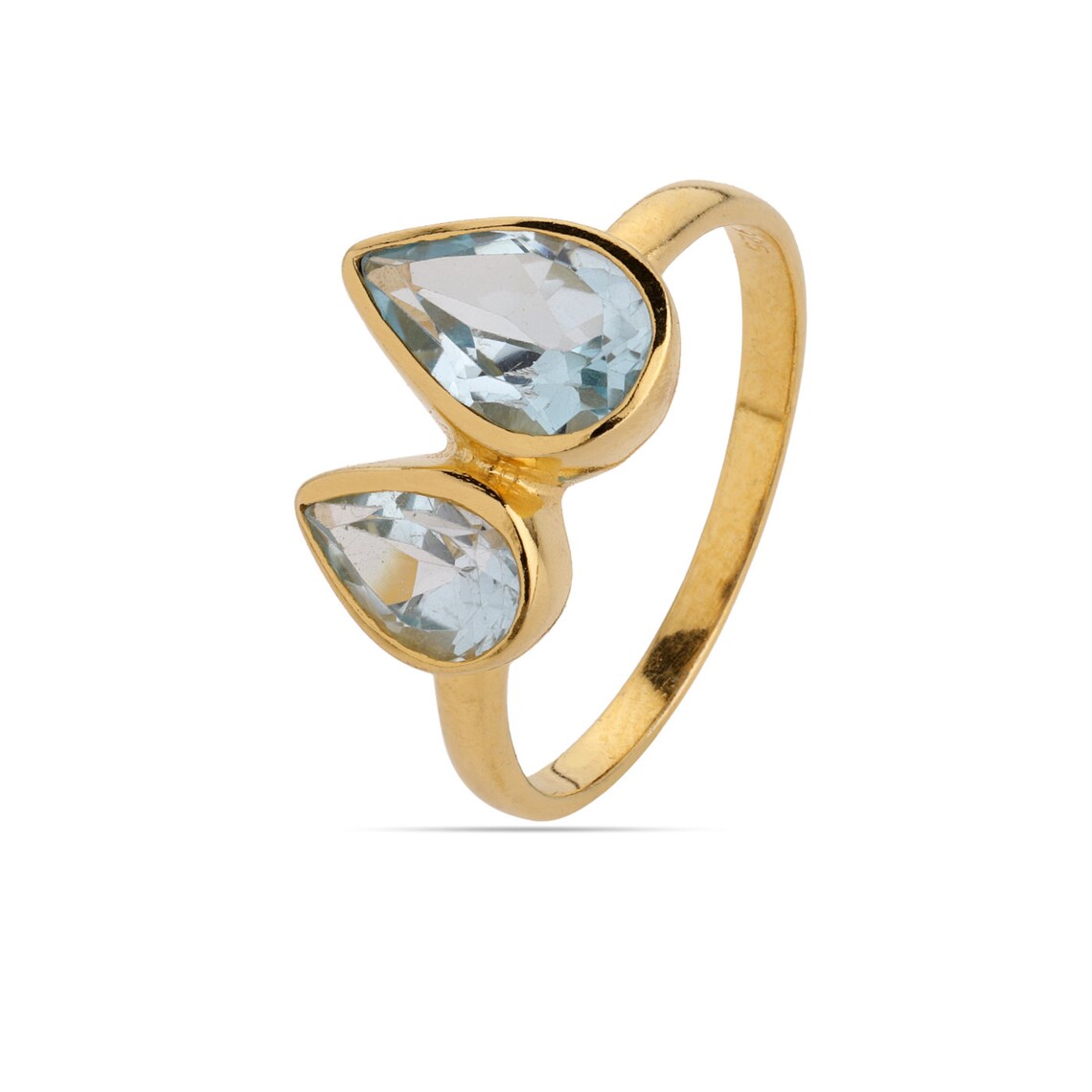 Blue Topaz Ring, Gemstone Ring, Dainty Ring, Gold Ring, Multi stone ring