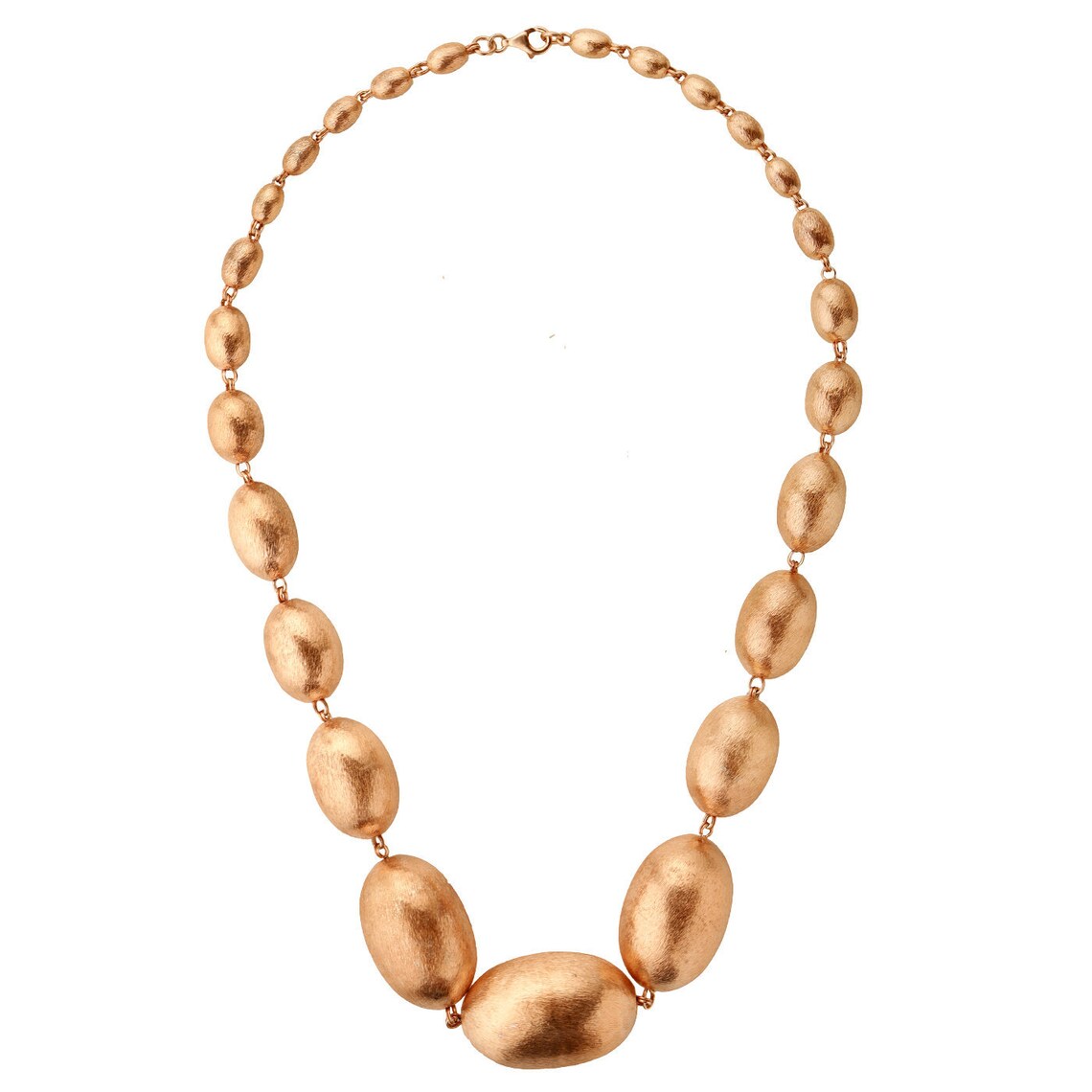 Bib Necklace, Statement Jewelry, Sterling Silver 925 Egg shape necklace Rose Gold Plating on silver