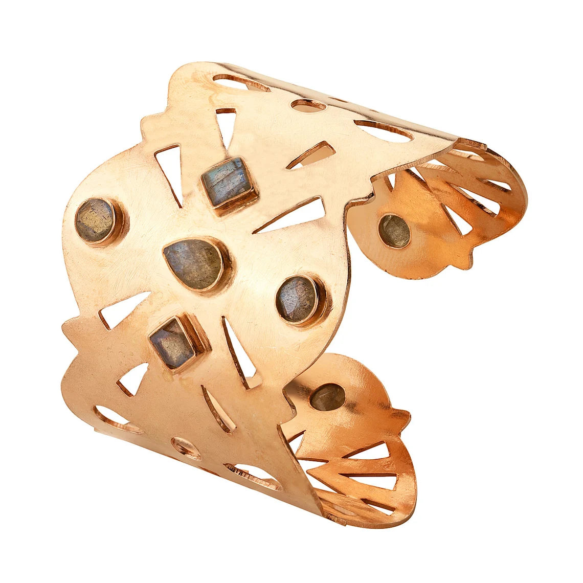 Labradorite Gemstone Cuff Bracelet, Bracelet Cuff, Ethnic Rose Gold Cuff Bracelet, Bohemian Hippie Boho Cuff Bracelet