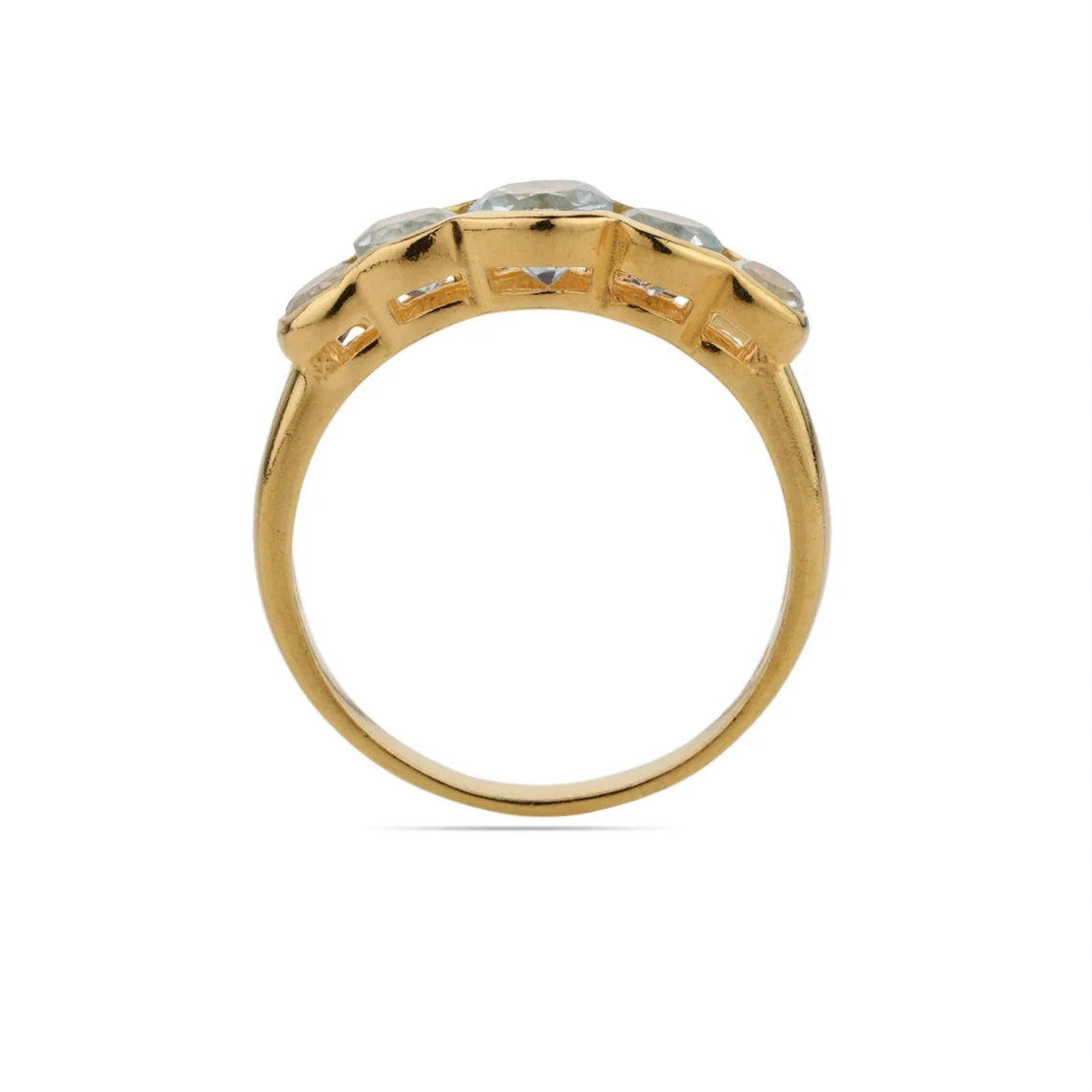 Natural Blue Topaz Gold Ring- Round Blue Topaz Ring - December Birthstone Ring- Multi Gemstone Ring - Engagement ring - multi stone channel