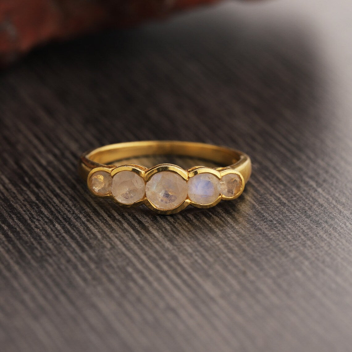 Rainbow Moonstone Ring, June Birthstone Ring, Round Moonstone Ring, Rainbow Moonstone Jewelry, Gold Ring, Stacking Ring