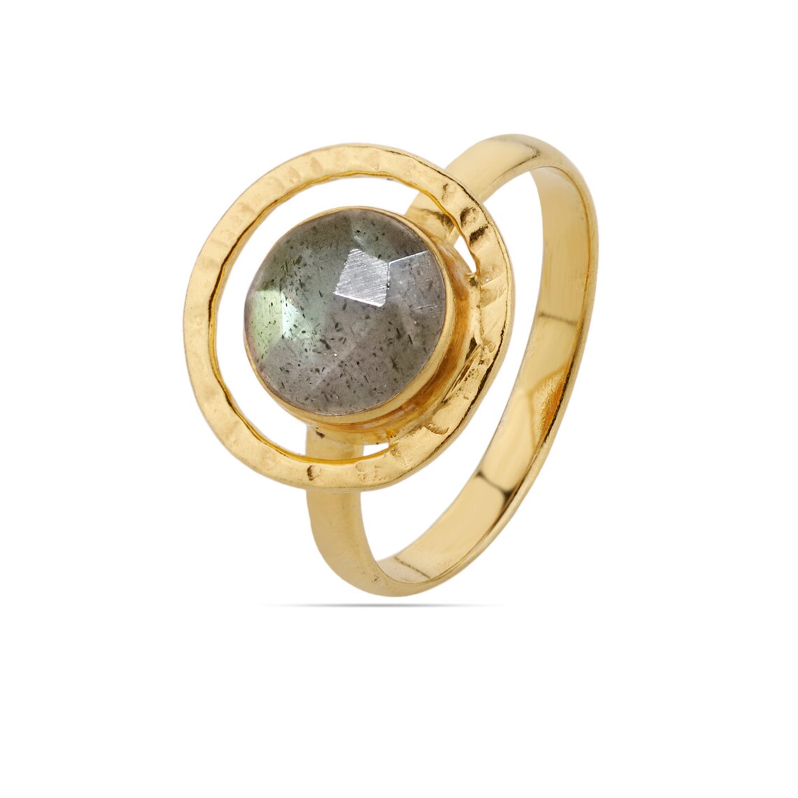 Round Labradorite Ring, Gold Labradorite Ring, Labradorite Gemstone Ring, Sterling Silver Labradorite Gemstone Ring