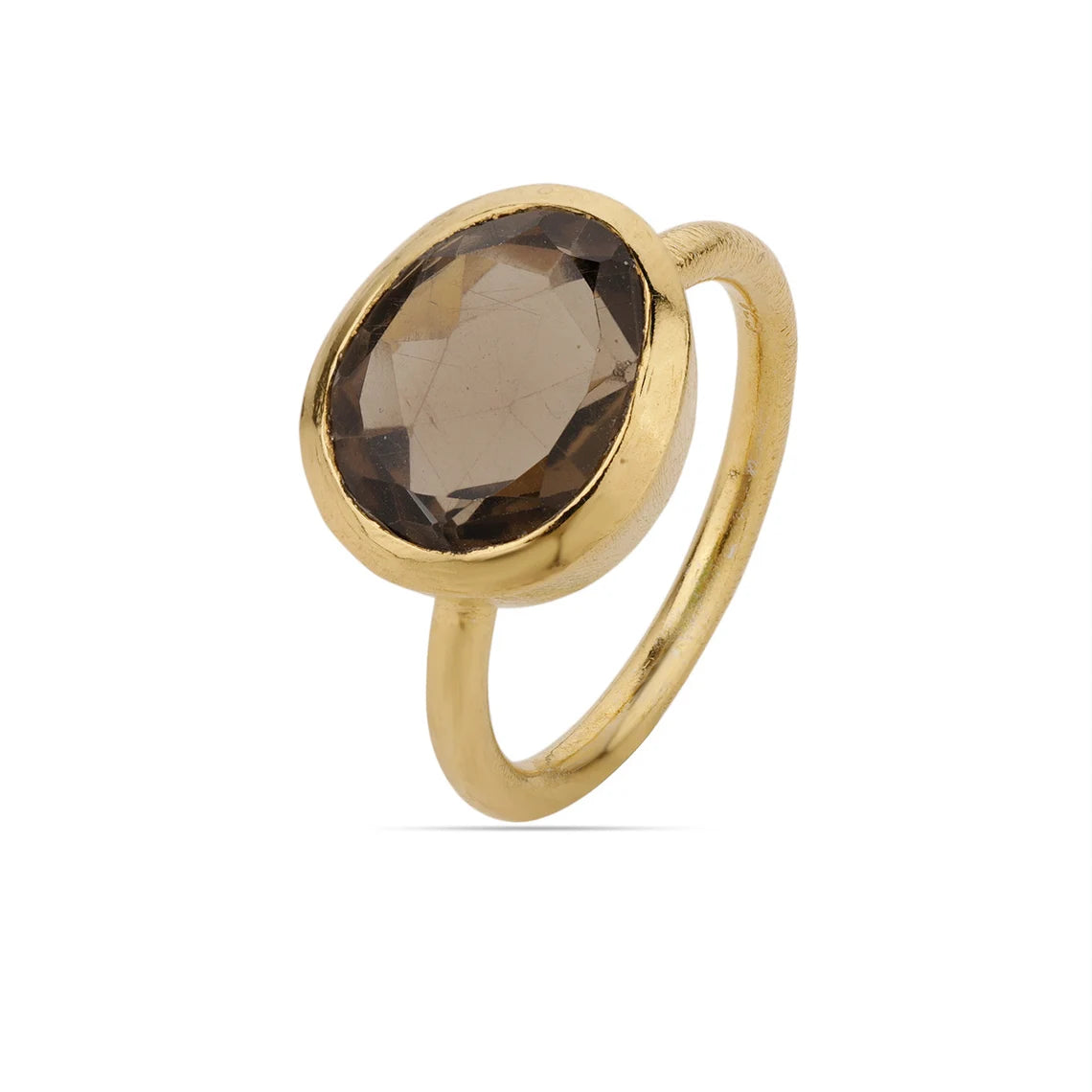 Natural Smoky Quartz Oval Cut Ring - Smoky Quartz Ring - Brown Gemstone Ring , June Birthstone , Birthstone Ring - Gold Ring