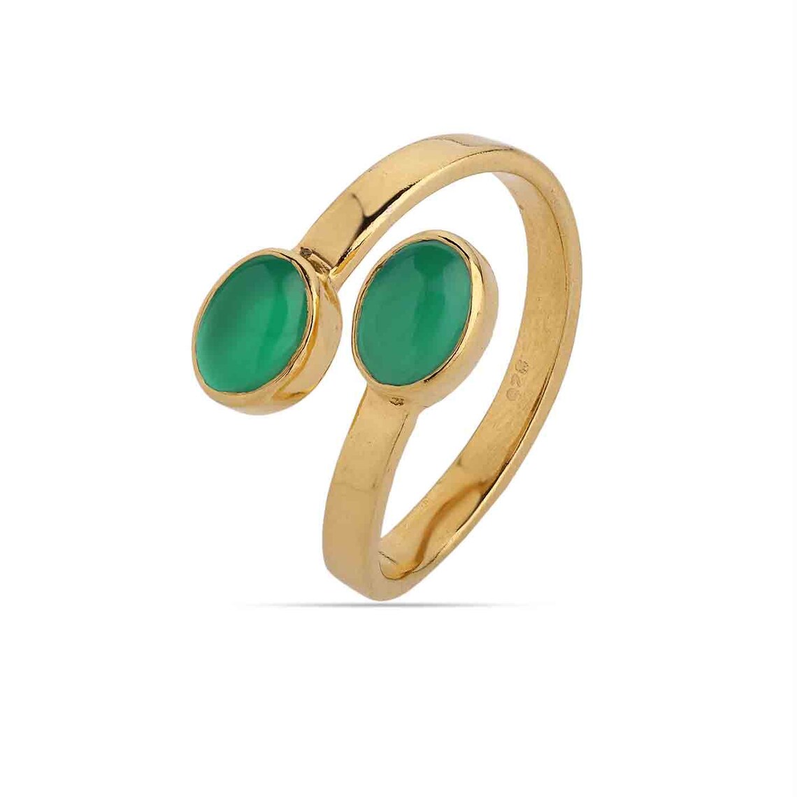 Green Onyx Ring Gold, Solitaire Stone Ring, Green Stone Ring, Stackable Ring, Oval Stone Ring, Sterling Silver Gold Ring, Gift For Her,