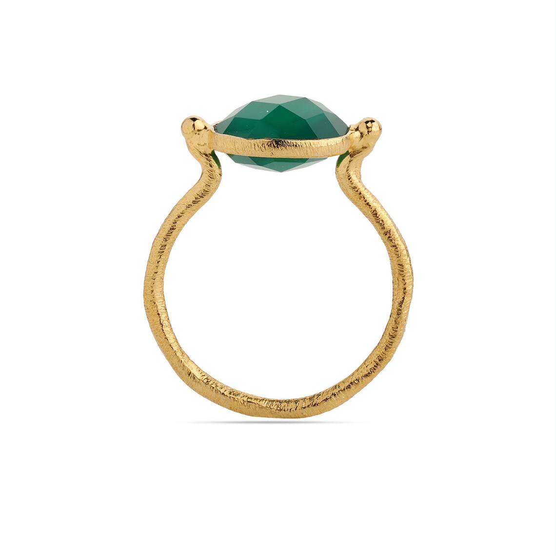 Natural Green Onyx Ring - Handmade Gemstone Ring - cushion Gemstone Ring - December Birthstone - 925 Sterling Silver - Cocktail Ring