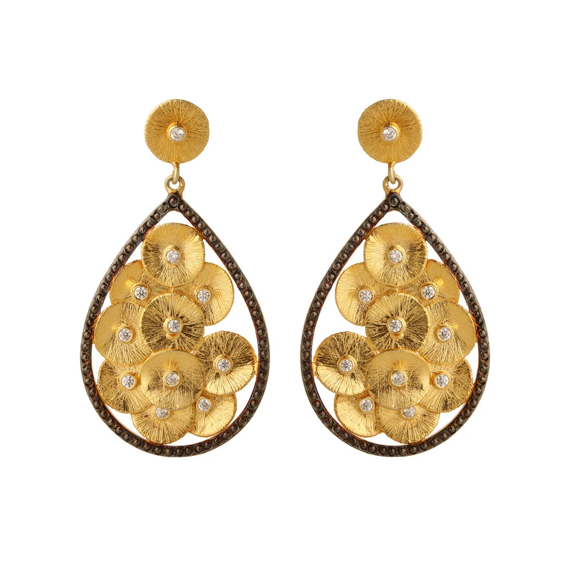 Gold rhinestones cz gold earrings