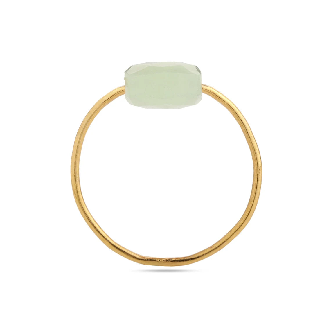 Gold Plating on 925 Sterling Silver Ring - Aqua Chalcedony Ring, Cushion Ring, Gold Ring, Stackable Ring, Aqua Chalcedony Gemstone Ring Handmade Ring