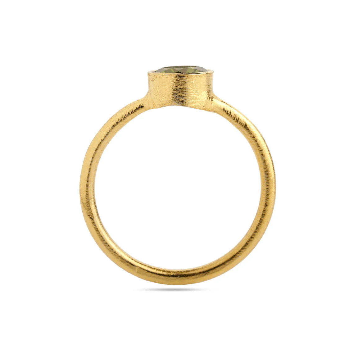 Round Peridot Ring, 925 Sterling Silver Natural Peridot Gemstone Ring