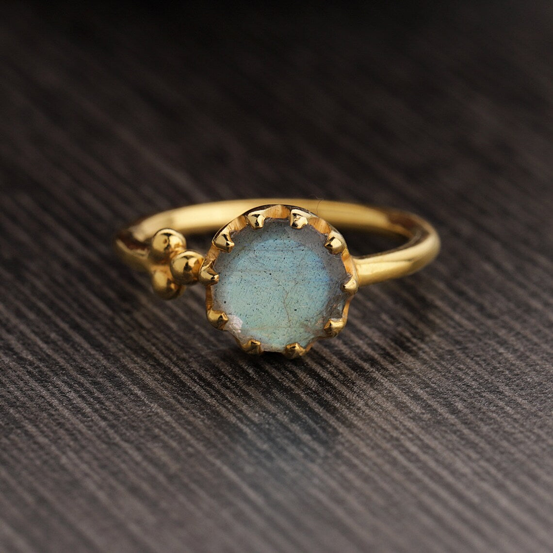 Labradorite Ring *Adjustable Gold Plated * Statement*Gemstone * Wedding Bridesmaid *Boho *Bohemian *Handmade