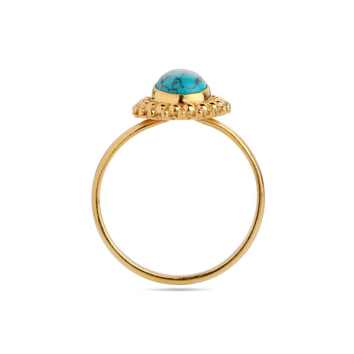 Turquoise Ring - Gold Ring - Gemstone Ring - Oval Ring - Stacking Ring - December Birthstone - Simple Ring - Turquoise Gold Ring
