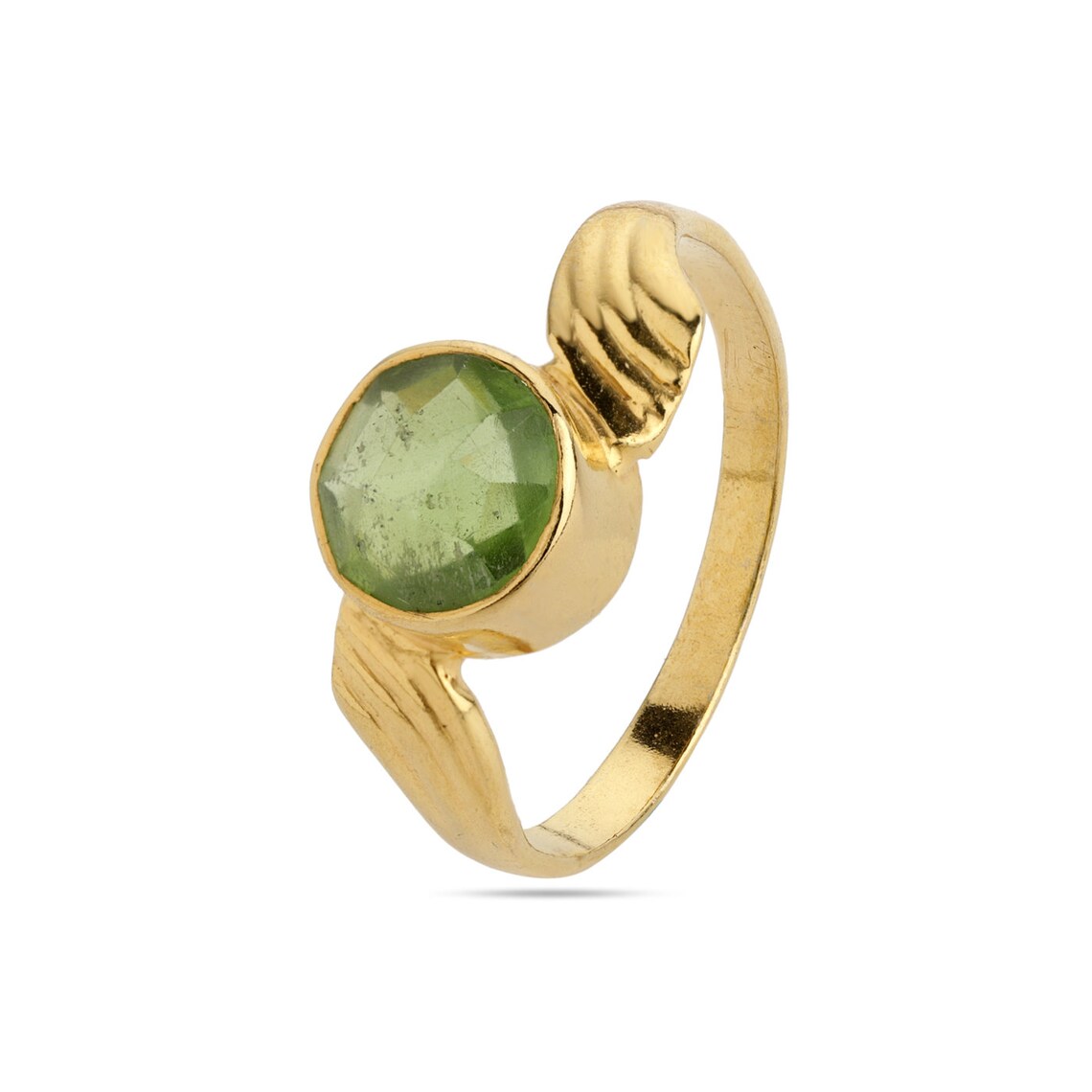 Natural Peridot Gemstone Ring, 925 Silver Ring, Green Color Ring, Gold Ring Jewelry, Peridot Jewelry, Faceted Round Peridot Ring