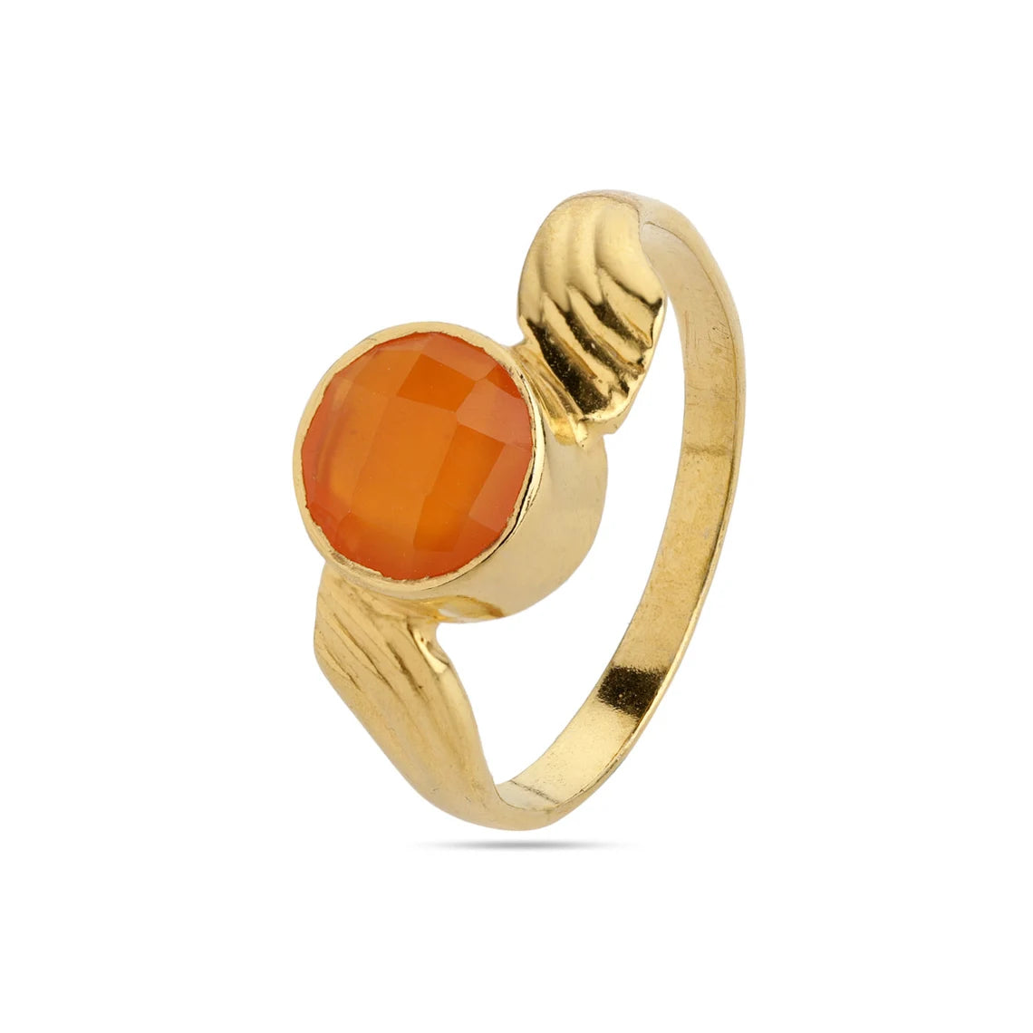 Carnelian Gemstone Ring, Sterling Silver Ring, Gold Plated Ring, Round Carnelian Ring, Handmade Ring, Statement Ring, August Birthstone Ring