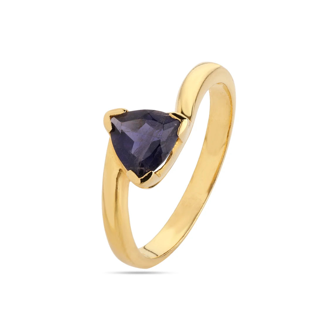 Natural iolite Gemstone Ring , Iolite trillion ring , September birthstone ring 925 Sterling silver ring